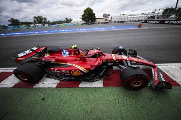 55 SAINZ Carlos (spa), Scuderia Ferrari SF-24, action during the Formula 1 AWS Grand Prix du Canada 2024, 9th round of the 2024 Formula One World Championship, WM, Weltmeisterschaft from June 07 to 09, 2024 on the Circuit Gilles Villeneuve, in MontrÃ al, Canada - F1 - CANADIAN GRAND PRIX 2024 DPPI Panoramic  240608_R09_CANADA_DP_EA015137