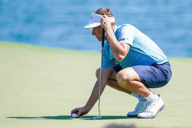 June 8, 2024, Humble, Texas, USA: Ian Poulter of the Majesticks lines up a putt on the 18th green during the second round of the 2024 LIV Golf Houston at Golf Club of Houston. Humble USA - ZUMAw109 20240608_fap_w109_031 Copyright: xDebbyxWongx