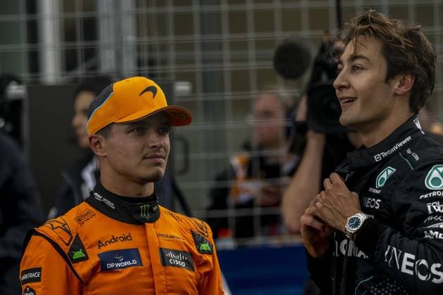 Montreal - 08-06-2024, Circuit Gilles Villeneuve, Lando Norris and George Russel at the Formula 1 Canada Grand Prix 2024 Saturday Formula 1 Canada Grand Prix 2024 Saturday  x25451901x Copyright: