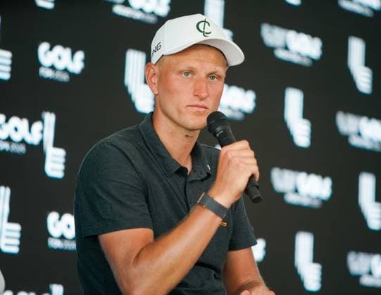 June 8, 2024, Humble, Texas, USA: Adrian Meronk of Cleeks speaks to the media after the second round of the 2024 LIV Golf Houston at Golf Club of Houston. Humble USA - ZUMAw109 20240608_fap_w109_048 Copyright: xDebbyxWongx