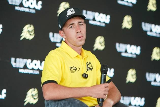 June 8, 2024, Humble, Texas, USA: David Puig of Fireballs speaks to the media after the second round of the 2024 LIV Golf Houston at Golf Club of Houston. Humble USA - ZUMAw109 20240608_fap_w109_050 Copyright: xDebbyxWongx
