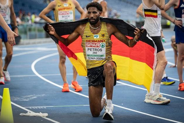 Sport Themen der Woche KW23 Sport Bilder des Tages Leichtathletik-Europameisterschaften; Rom, 09.06.2024 Bronze über die Halbmarathondistanz: Amanal PETROS (GER); Leichtathletik-Europameisterschaften am 09.06.24 im Olympiastadion in Rom, Italien. *** European Athletics Championships Rome, 09 06 2024 Bronze over the half marathon distance Amanal PETROS GER European Athletics Championships on 09 06 24 at the Olympic Stadium in Rome, Italy Copyright: xBEAUTIFULxSPORTS LeahxKohringx