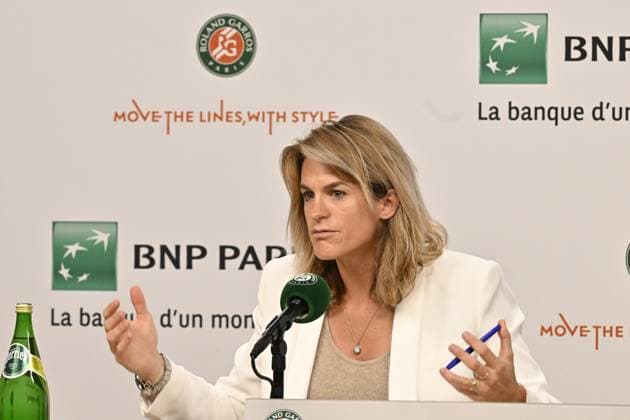 Tennis : Roland Garros 2024 - France - Amelie Mauresmo - press conference, PK, Pressekonferenz Tennis : Roland Garros 2024 - France - 09 06 2024 ChrysleneCaillaud Panoramic 