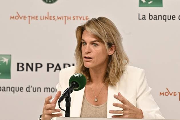 Tennis : Roland Garros 2024 - France - Amelie Mauresmo - press conference, PK, Pressekonferenz Tennis : Roland Garros 2024 - France - 09 06 2024 ChrysleneCaillaud Panoramic 