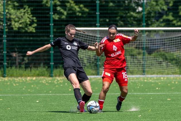 Football, women, season 2023 2024, promotion match to the Regionalliga Nordost first leg , 1 FC Union Berlin II FSV Babelsberg 74 at the Oberspree training center, f l Katharina Kupfer Babelsberg , Lina Krauss Union , 09 06 2024, Copyright: xMatthiasxKochx