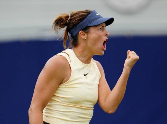 Tatjana Maria from Germany celebrates winning 1st set in final Lexus Surbiton Trophy, Day 7, Tennis, Surbiton Racket & Fitness Club, London, UK - 09 June 2024  Copyright: xDavexShopland Shutterstockx 14526576c