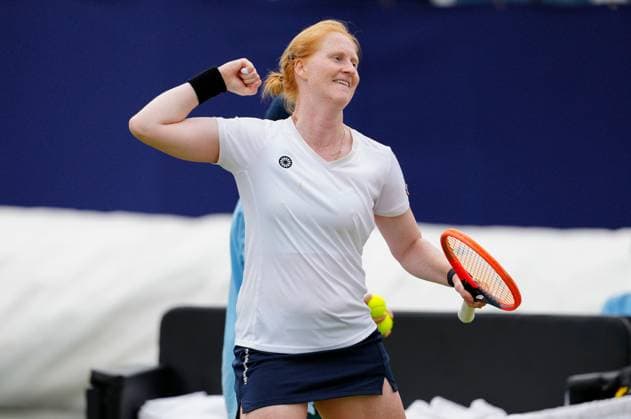 Winner Alison Van Uytvanck from Belgium celebrates match point Lexus Surbiton Trophy, Day 7, Tennis, Surbiton Racket & Fitness Club, London, UK - 09 June 2024  Copyright: xDavexShopland Shutterstockx 14526576az