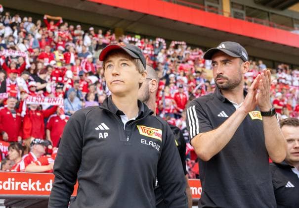 Soccer, Women, Season 2023 2024, Promotion match to 2 Bundesliga first leg , 1 FC Union Berlin SV Henstedt Ulzburg, f l Coach Ailien Poese 1 Women 1 FC Union , Co Coach Sven Gruel 1 Women 1 FC Union , 09 06 2024, Copyright: xMatthiasxKochx