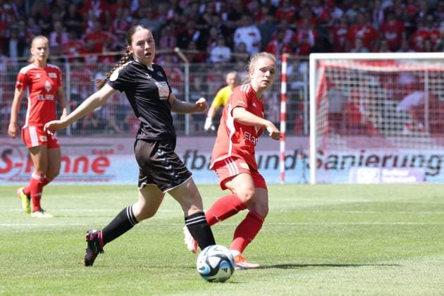 DEU, Region, Women, 1 FC Union vs Henstedt Ulzburg, 09 06 2024, Stadion Alte Foersterei, Berlin, DEU, Region, Women, 1 FC Union vs Henstedt Ulzburg, in the picture Charleen Niesler 1 FC Union Berlin 18 , Friederike Amelie Nagorny Henstedt Ulzburg 24 DFL regulations prohibit any use of Photographs as image sequences and or quasi video Foto Juergen Engler nordphoto GmbH nordphotoxGmbHx xEngler nph00076