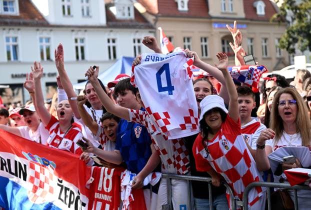 Croatia Squad UEFA EURO, EM, Europameisterschaft,Fussball 2024 Neuruppin Welcome party Croatia Squad arrive at Croatia national team, Nationalteam UEFA EURO 2024 Welcome party at Neuruppin s school square in Neuruppin, Germany on June 9, 2024. The Croatian Football Federation has chosen the Neuruppin base camp for the Croatia national team during EURO 2024. MarkoxLukunic PIXSELL
