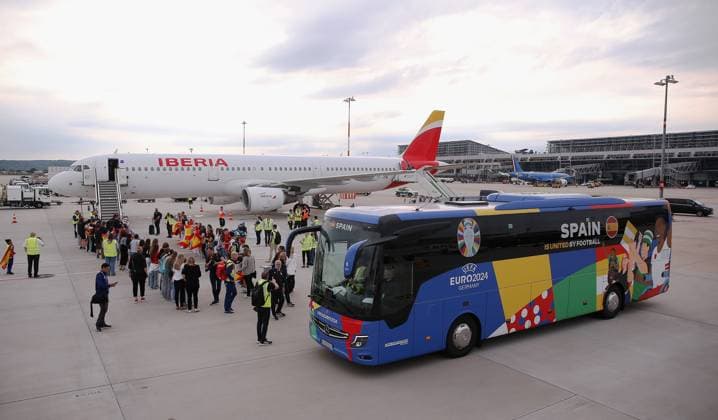 BAU 09 06 2024 Stuttgart European Football Championship Arrival of the Spanish national team at Stuttgart Airport,