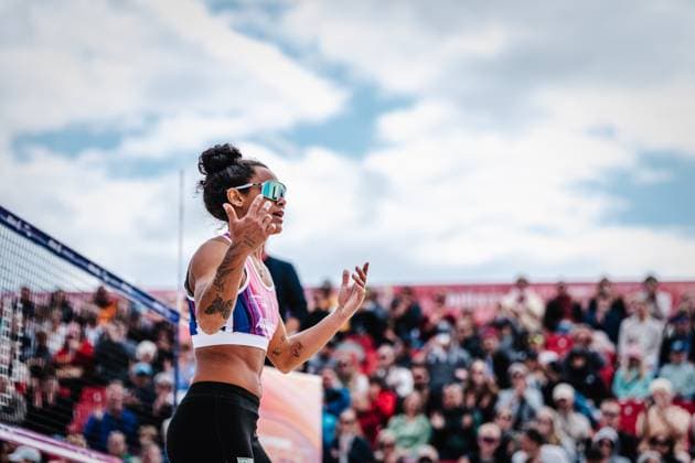 Beach volleyball women German Beach Tour 2024 Tourstop Bremen 09 06 2024 Thainara Mylena Feitosa de Oliveira BRA Bremen Waterfront Bremen Germany