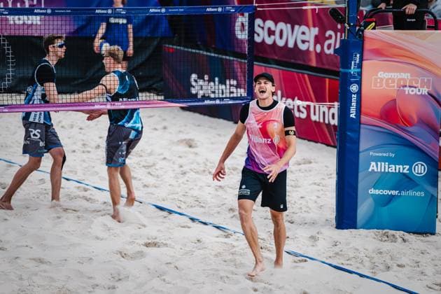 Beach volleyball men German Beach Tour 2024 Tourstop Bremen 09 06 2024 Paul Henning annoys Bremen Waterfront Bremen Germany