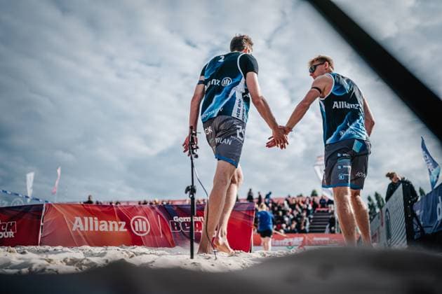Beach volleyball men German Beach Tour 2024 Tourstop Bremen 09 06 2024 f l Milan Sievers and Jonas Reinhardt Bremen Waterfront Bremen Germany