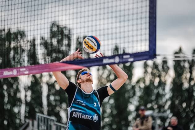 Beach volleyball men German Beach Tour 2024 Tourstop Bremen 09 06 2024 Milan Sievers playing Bremen Waterfront Bremen Germany