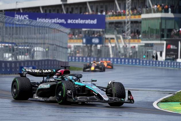 June 9, 2024, Montreal, Pq, CANADA: Mercedes driver George Russell, of the United Kingdom, leads during the Canadian Grand Prix Formula 1 car race, in Montreal, Sunday, June 9, 2024. Canada News - June 9, 2024  - ZUMAc35_ 20240609_zaf_c35_043 Copyright: xChristinnexMuschix