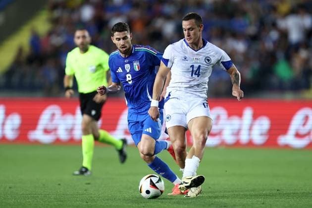 Dario Saric (Bosnia and Herzagovina) controls the ball, Friendly match, Italy - Bosnia and Herzegovina, Stadio Stadio Carlo Castellani, June 9, 2024, Empoli, Italy.