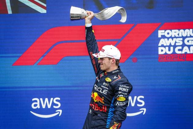 VERSTAPPEN Max (ned), Red Bull Racing RB20, portraitt podium during the Formula 1 AWS Grand Prix du Canada 2024, 9th round of the 2024 Formula One World Championship, WM, Weltmeisterschaft from June 07 to 09, 2024 on the Circuit Gilles Villeneuve, in MontrÃ al, Canada - F1 - CANADIAN GRAND PRIX 2024 DPPI Panoramic  240609_R09_CANADA_DP_FGOO7995