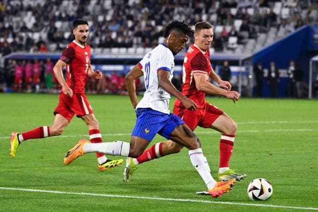 Kingsley Coman ( 20 - France ) during the Friendly match between France and Canada at Matmut Atlantique on June 09, 2024 in Bordeaux, France. ( Photo by federico pestellini panoramic ) - FOOTBALL : France vs Canada - Bordeaux - 09 06 2024 FedericoPestellini Panoramic 