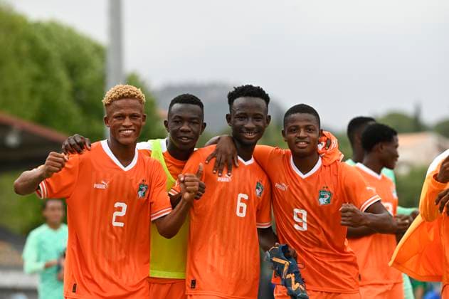 CÃ te d Ivoire Vs Mexique La joie des joueurs Ivoiriens FOOTBALL : Festival International Espoirs - Tournoi Maurice Revello - 09 06 2024 WilliamCannarella Panoramic 
