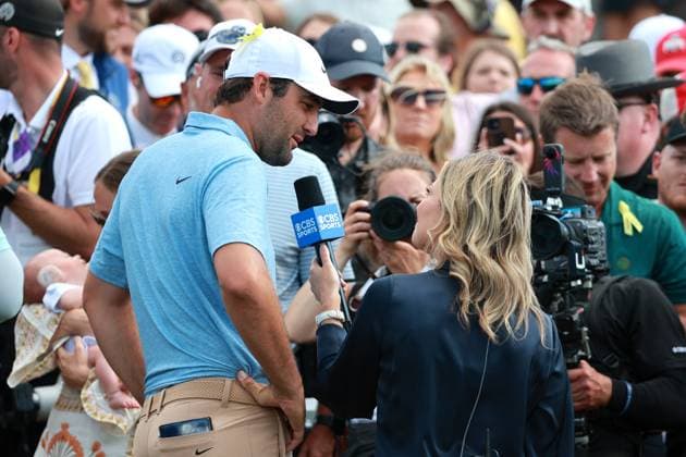 The Memorial Tournament Scottie Scheffler of the United States is interviewed after winning The Memorial Tournament presented by Workday at Muirfield Village Golf Club in Dublin, Ohio, USA on Sunday, June 9, 2024. Dublin Ohio United States  Copyright: xJorgexLemusx originalFilename:lemus-thememor240609_np4JT.jpg