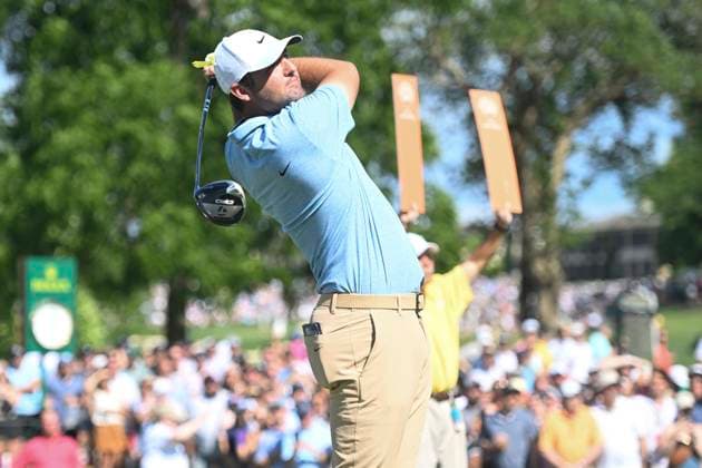 June 9, 2024: Scottie Scheffler (USA) tees off on the 15th hole during the fourth round at the Memorial Tournament in Dublin, Ohio. Cal Media Dublin USA - ZUMAc04_ 20240609_zma_c04_060 Copyright: xBrentxClarkx