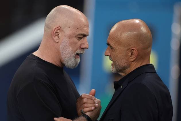 Empoli, Italy, 9th June 2024. Sergej Barbarez Head coach of Bosnia and Herzegovina and Luciano Spalletti Head coach of Italy shake hands prior to kick off in the International Friendly, Länderspiel, Nationalmannschaft match at Stadio Carlo Castellani, Empoli. Picture credit should read: Jonathan Moscrop Sportimage EDITORIAL USE ONLY. No use with unauthorised audio, video, data, fixture lists, club league logos or live services. Online in-match use limited to 120 images, no video emulation. No use in betting, games or single club league player publications. SPI-3180-0044