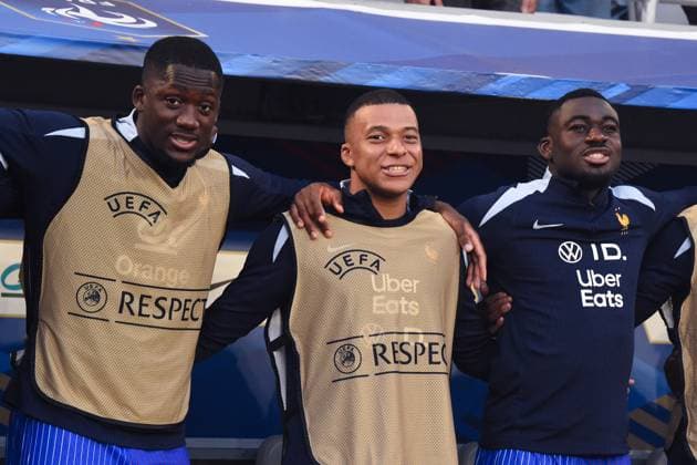 Ibrahima Konate ( 24 - France ) , Kylian Mbappe ( 10 - France ) and Randal Kolo Muani ( 12 - France ) during the Friendly match between France and Canada at Matmut Atlantique on June 09, 2024 in Bordeaux, France. ( Photo by federico pestellini panoramic ) - FOOTBALL : France vs Canada - Bordeaux - 09 06 2024 FedericoPestellini Panoramic 