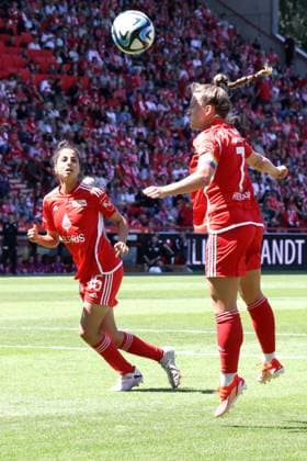 DEU, Region, Women, 1 FC Union vs Henstedt Ulzburg, 09 06 2024, Stadion Alte Foersterei, Berlin, DEU, Region, Women, 1 FC Union vs Henstedt Ulzburg, in the picture Lisa Heiseler 1 FC Union Berlin 7 , Sarah Abu Sabbah 1 FC Union Berlin 16 DFL regulations prohibit any use of Photographs as image sequences and or quasi video Foto Juergen Engler nordphoto GmbH nordphotoxGmbHx xEngler nph00076
