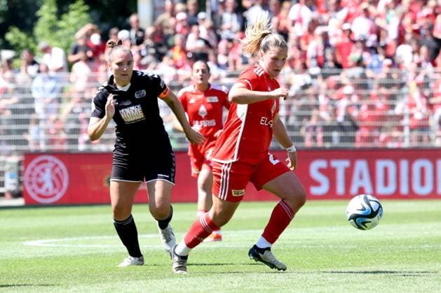 DEU, Region, Women, 1 FC Union vs Henstedt Ulzburg, 09 06 2024, Stadion Alte Foersterei, Berlin, DEU, Region, Women, 1 FC Union vs Henstedt Ulzburg, in the picture Dina Sophia Orschmannin 1 FC Union Berlin 25 , Chiara Pawelec Henstedt Ulzburg 18 DFL regulations prohibit any use of Photographs as image sequences and or quasi video Foto Juergen Engler nordphoto GmbH nordphotoxGmbHx xEngler nph00076