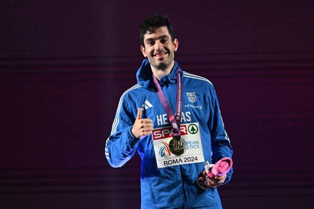 Athletics, European Championships in Rome, men, long jump, award ceremony