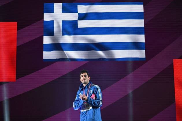 Mitiadis Tentoglou from Greece receives the gold medal of the long jump at the 2024 European Athletics Championships held at the Stadio Olimpico, in Rome, Italy, June 7 2024. IMAGO ONE INCH PRODUCTIONS ROME ITALY Copyright: xOnexInchxProductionsx 6247680