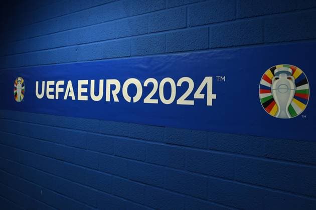 UEFA EURO 2024 Stadium Open Media Days on 10 06 2024 in the Arena AufSchalke in Gelsenkirchen Lettering Logo UEFA EURO 2024 xRx
