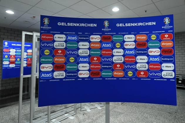 UEFA EURO 2024 Stadium Open Media Days on 10 06 2024 in the Arena AufSchalke in Gelsenkirchen Advertising wall in the Mixed Zone xRx