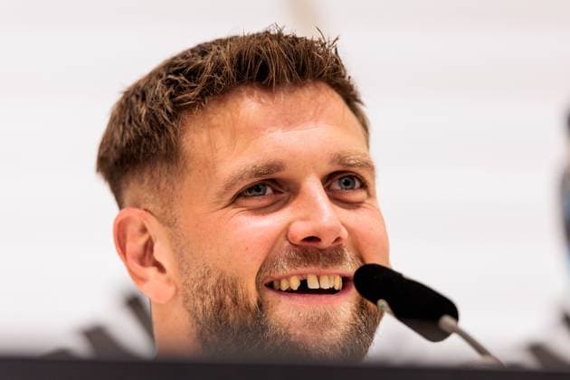 Training camp preparation UEFA EURO 2024 Germany 10 06 2024 Niclas Füllkrug Germany, 9 laughing, laughing Training camp preparation UEFA EURO 2024 Germany Press conference HerzoBase, Herzogenaurach on 10 06 2024 Copyright: xBEAUTIFULxSPORTS Wunderlx