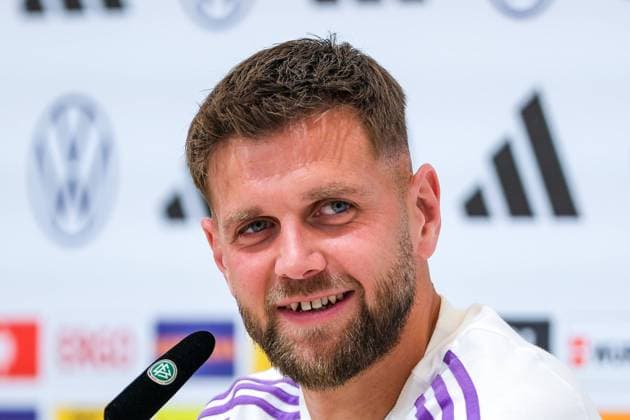 Niclas Fuellkrug Germany, 09 smiling, GER, DFB, Press conference, Football mens national team Germany, UEFA European Football Championship 2024, Herzogenaurach 10 06 2024 GER, DFB, Press conference, Football mens national team Germany, UEFA European Football Championship 2024, Herzogenaurach 10 06 2024 Herzogenaurach Copyright: xEibner-Pressefoto FlorianxWieganx EP_FWD