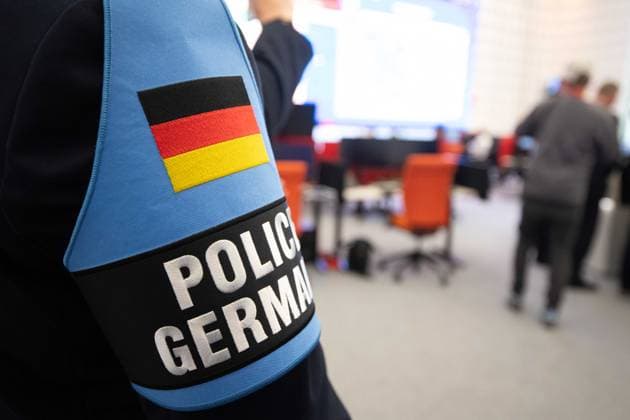 The IPCC in Neuss, interior view, general, feature, border motif, symbol photo Opening of the IPCC International Police cooperation Center for the UEFA European Football Championship 2024, , Neuss, on 10 06 2024 Â