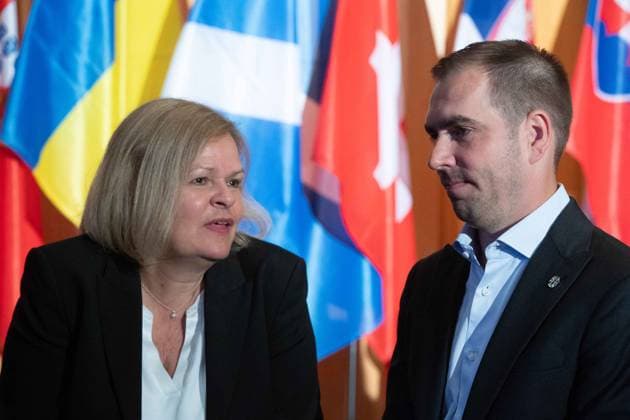 from l Nancy FAESER, Federal Minister of the Interior, SPD, and Philipp LAHM, Tournament Director UEFA Euro 2024, Opening of the IPCC International Police cooperation Center for the UEFA European Football Championship 2024, , Neuss, on 10 06 2024 Â