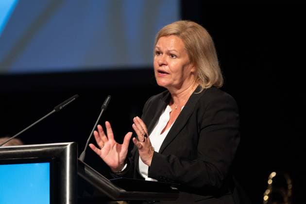 Nancy FAESER, Federal Minister of the Interior, SPD, during her speech at the opening of the IPCC International Police Cooperation Center for the UEFA European Football Championship 2024, , Neuss, on 10 06 2024 Â