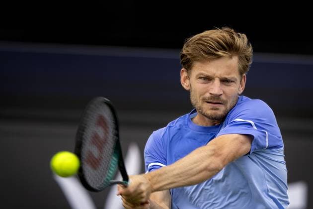 ROSMALEN - David Goffin (BEL) in action against Luca Nardi (ITA) on the third day of the Libema Open tennis tournament in Rosmalen. ANP SANDER KONING xVIxANPxSportx xxANPxIVx 500779482 originalFilename: 500779482.jpg