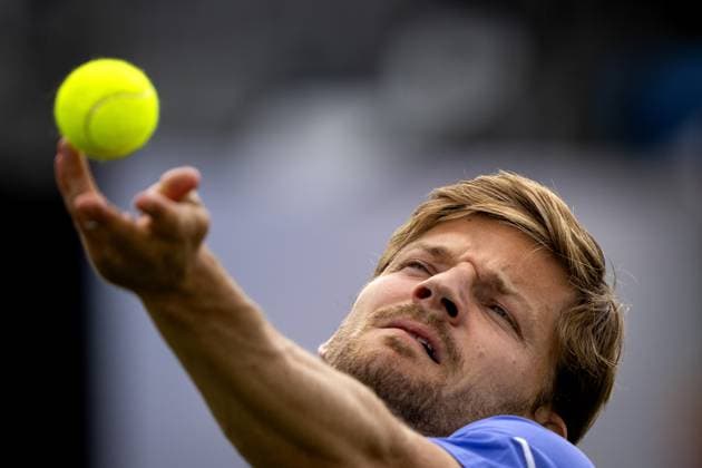 ROSMALEN - David Goffin (BEL) in action against Luca Nardi (ITA) on the third day of the Libema Open tennis tournament in Rosmalen. ANP SANDER KONING xVIxANPxSportx xxANPxIVx 500780872 originalFilename: 500780872.jpg