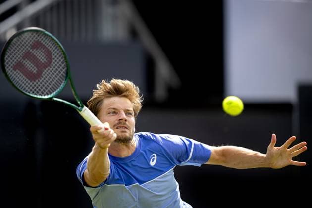 ROSMALEN - David Goffin (BEL) in action against Luca Nardi (ITA) on the third day of the Libema Open tennis tournament in Rosmalen. ANP SANDER KONING xVIxANPxSportx xxANPxIVx 500780877 originalFilename: 500780877.jpg