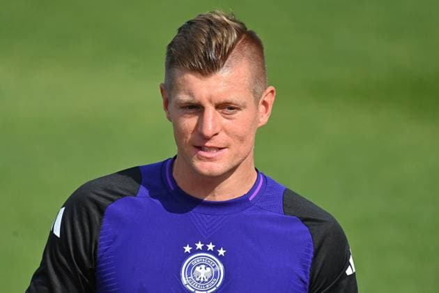 Toni KROOS GER , action,single picture,cropped single motif,portrait,portrait,portrait public training, German national football team,training camp in Herzogenaurach on 10 06 2024
