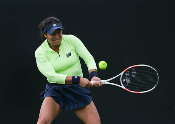 10th June 2024; Lexus Nottingham Tennis Centre, Nottingham, England; Rothesay Nottingham Open, Day 1; Heather watson hits a double backhand shot to Kayla Day, womens singles  ActionPlus12653099 PaulxBonser