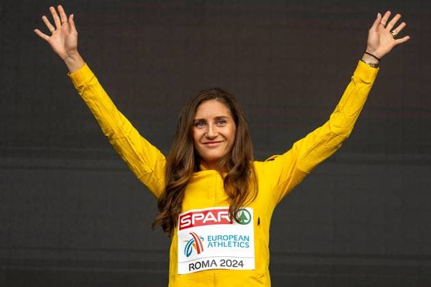 Gesa Felicitas Krause Silvesterlauf Trier, Germany , 3000m steeplechase women 3000m steeplechase women , Medal, Silver, Award ceremony, ITA, Leichtathletik, Athletics, European Athletics Championships Rome, Leichtathletik Europameisterschaften Rom 2024, 10 06 2024, ITA, Leichtathletik, Athletics, European Athletics Championships Rome, Leichtathletik Europameisterschaften Rom 2024, 10 06 2024 Rome Copyright: xStefanxMayerx EP_SMR