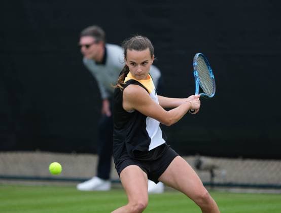 10th June 2024; Lexus Nottingham Tennis Centre, Nottingham, England; Rothesay Nottingham Open, Day 1; Clara burel plays a backhand shot to Daria Saville, womens singles  ActionPlus12653108 PaulxBonser