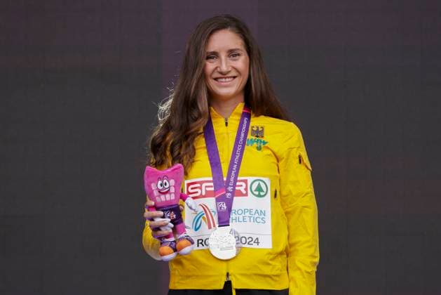 ATHLETICS - European Athletics Championships ROME,ITALY,10.JUN.24 - ATHLETICS - European Athletics Championships, medal ceremony. Image shows Gesa Felicitas Krause (GER). keywords: medal.  GEPAxpictures xPatrickxSteiner