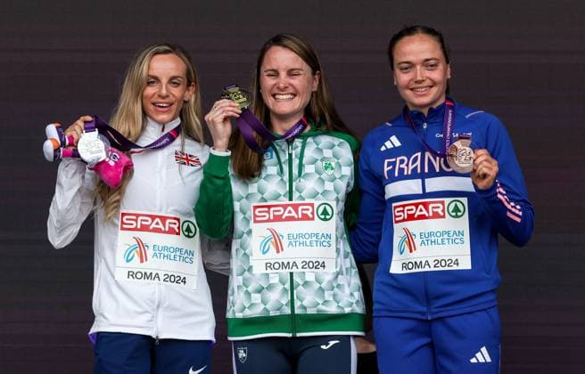 Athletics, European Championships in Rome, women, 1500m, award ceremony