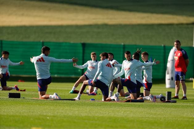 The players of the Spanish national team, Nationalteam participate in a training session at the SV Aasen Sports Center, in the town of Donaueschingen, Germany, 10 June 2024, where they establish their headquarters for the Euro 2024. Spain opens its first training session in Germany !ACHTUNG: NUR REDAKTIONELLE NUTZUNG!  Copyright: xJ.J.xGuillenx GRAF8334 20240610-55013833654_1