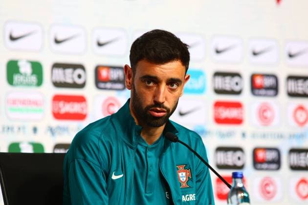 Portugal Lisbon , Football national team, Selecao,10 06 2024 , Press conference for the friendly match Portugal Ireland , Preparatory match for the European Championship 2024 , Bruno Fernandes Portugal Copyright: FernandoxSoares